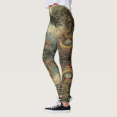 Groen Sinaasappel Natuur Chinees Tree Dragon Tatto Leggings (Links)