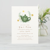 groen Sinaasappel Par-Tea Baby shower Kaart (Staand voorkant)
