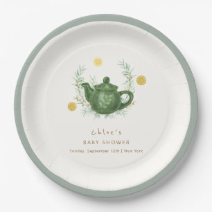  groen Sinaasappel Par-Tea Baby shower Papieren Bordje