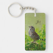 Groen Sinaasappel Song Sparrow Bird Schilderen Ini Sleutelhanger (Voorkant)