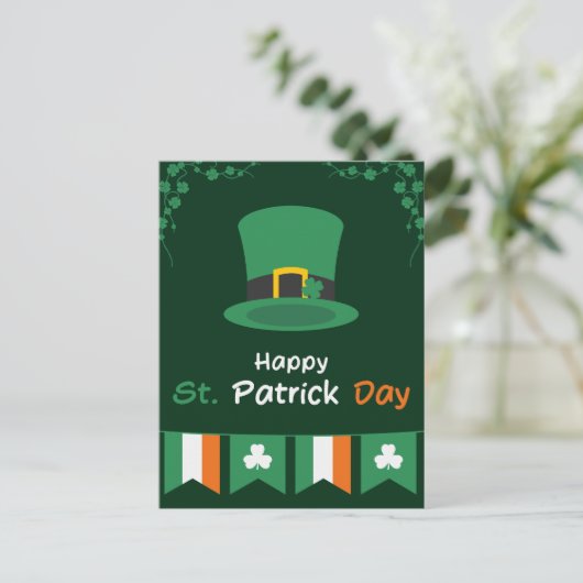 Groen Sinaasappel St. Patrick's Day Briefkaart (Staand voorkant)