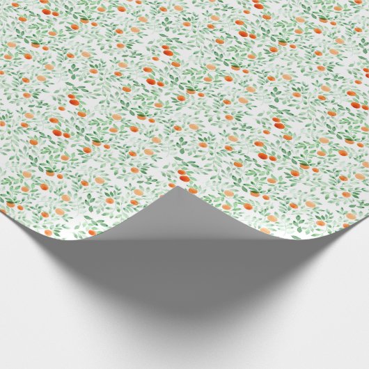 Groen Sinaasappel Tangerine Provence Waterverf Cadeaupapier (Hoek)