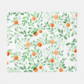 Groen Sinaasappel Tangerine Provence Waterverf Fleece Deken (Voorkant (Horizontaal))