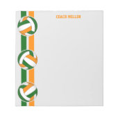 Groen sinaasappel Team Kleuren Volleybal Coach Cus Notitieblok (Voorkant)