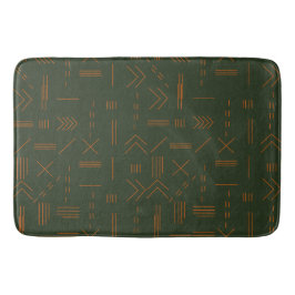 Groen Sinaasappel Terracotta geometrisch patroon Badmat