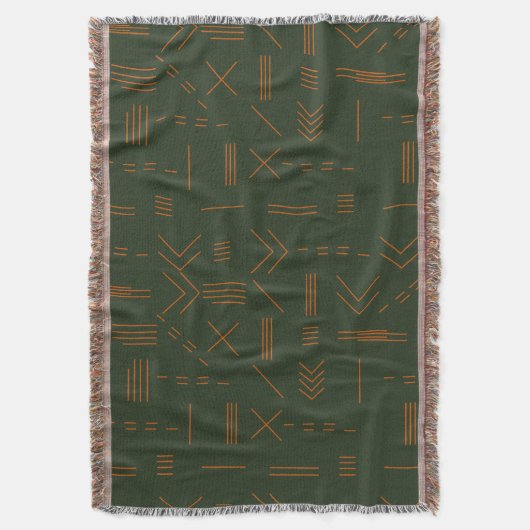 Groen sinaasappel terracotta prachtig geometrisch  deken (Voorkant Verticaal)