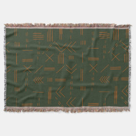 Groen sinaasappel terracotta prachtig geometrisch  deken