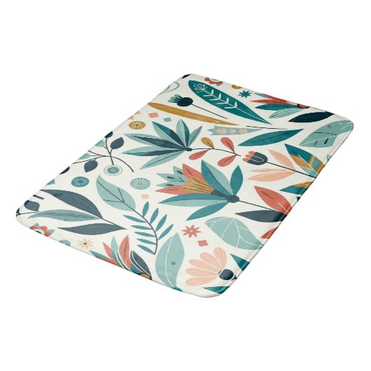 Groen Sinaasappel Vet Modern Bloemen Print Patroon Badmat (Gekanteld)
