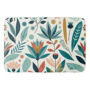 Groen Sinaasappel Vet Modern Bloemen Print Patroon Badmat