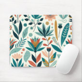 Groen Sinaasappel Vet Modern Bloemen Print Patroon Muismat (Met muis)