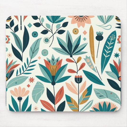 Groen Sinaasappel Vet Modern Bloemen Print Patroon Muismat (Voorkant)