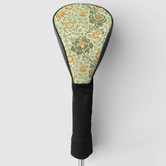 Groen Sinaasappel William Morris Pattern Golfheadcover (Voorkant)