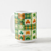 GROEN SINAASAPPEL WIT IERS PLAID PATCHWORK PATROON KOFFIEMOK (Voorkant links)