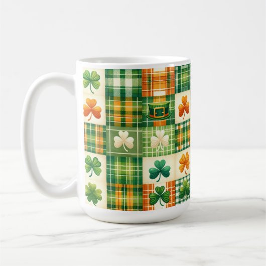 GROEN SINAASAPPEL WIT IERS PLAID PATCHWORK PATROON KOFFIEMOK (Links)
