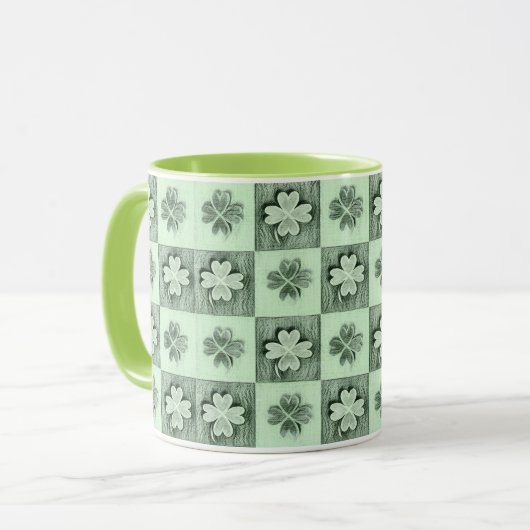  groen Sint Patrick retro shamrock patroon Mok (Voorkant links)