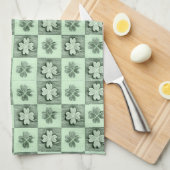  groen Sint Patrick retro shamrock patroon Theedoek (Quarter Fold)