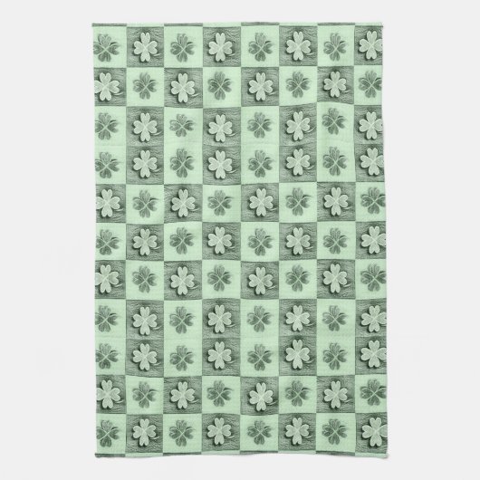  groen Sint Patrick retro shamrock patroon Theedoek (Verticaal)