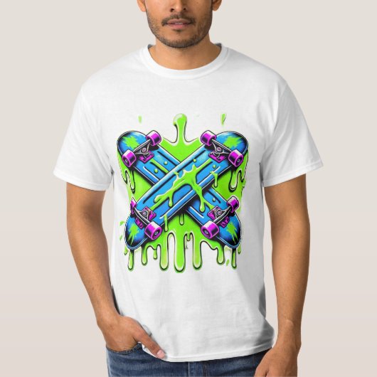 groen skateboard t-shirt (Voorkant)
