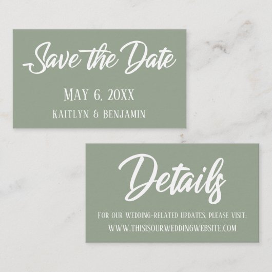 Groen Sla de Datum & het Detailtussenvoegsels van  Visitekaartje (Voorkant / Achterkant)