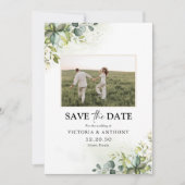 Groen Sla de datum met Fotokaart op Save The Date (Voorkant)