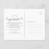 Groen Sla de datum Photo Afstuderen Script Hearts  Uitnodiging Briefkaart (Achterkant)
