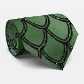 Groen slangenreptielpatroon stropdas (Opgerold)