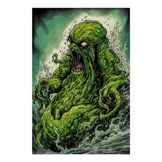 Groen slijmmonster perfect poster (Voorkant)