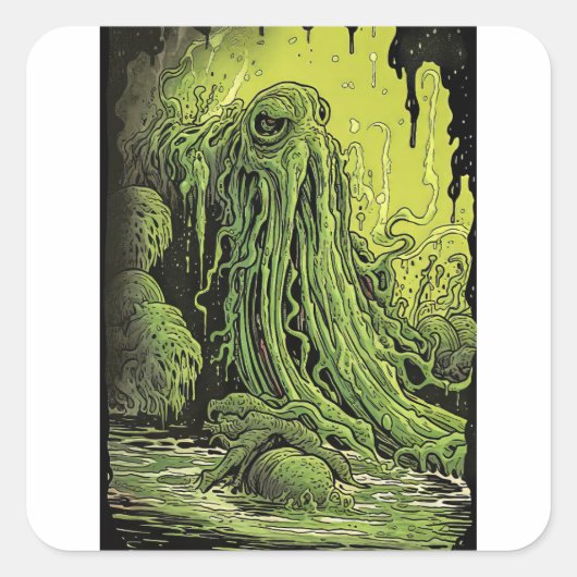 Groen slijmmonster vierkante sticker (Voorkant)