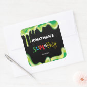 Groen slipfeestje voor jongens vierkante sticker (Envelop)