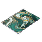 Groen smaragdmarmer met gouden Initiaal en naam Notitieboek (Linkerzijde)