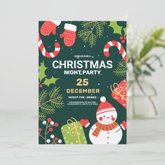 Groen  Sneeuw Man Kerstfeest, Kerstmis Kaart (Staand voorkant)