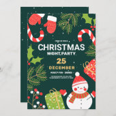 Groen  Sneeuw Man Kerstfeest, Kerstmis Kaart (Voorkant / Achterkant)