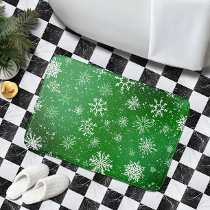 Groen Sneeuwvlokken Patroon Festivale Winter Vakan Badmat