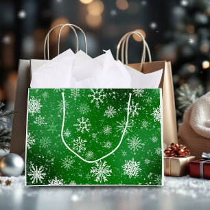 Groen Sneeuwvlokken Patroon Festivale Winter Vakan Groot Cadeauzakje