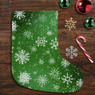 Groen Sneeuwvlokken Patroon Festivale Winter Vakan Grote Kerstsok