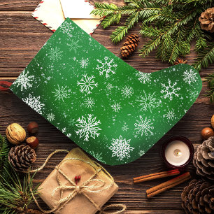 Groen Sneeuwvlokken Patroon Festivale Winter Vakan Grote Kerstsok