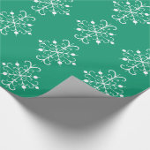Groen sneeuwvlokpapier cadeaupapier (Hoek)