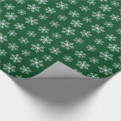 Groen sneeuwvlokpapier cadeaupapier (Hoek)
