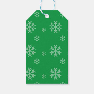 Groen Sneeuwvlokpatroon Moderne Wintervakantie Cadeaulabel