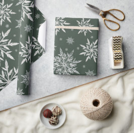 Groen snowflake kerstpapier cadeaupapier