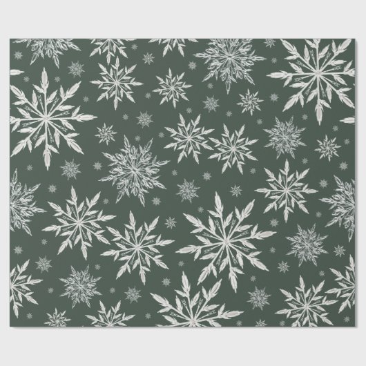 Groen snowflake kerstpapier cadeaupapier (Vlak)