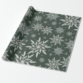 Groen snowflake kerstpapier cadeaupapier (Uitgerold)