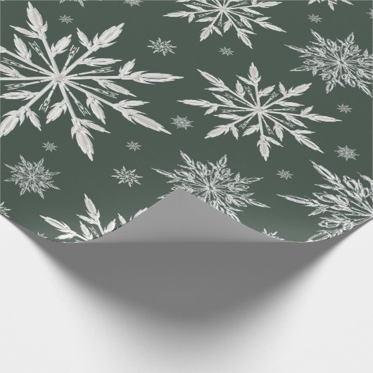 Groen snowflake kerstpapier cadeaupapier (Hoek)