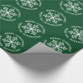 Groen snowflake kerstpapier cadeaupapier (Hoek)