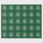 Groen snowflake kerstpapier cadeaupapier (Vlak)