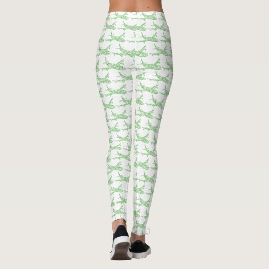 Groen Snowflake-vliegtuig - Leggings (Achterkant)