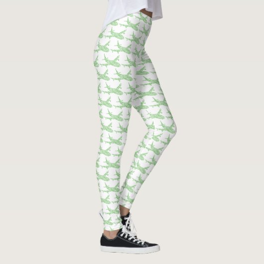 Groen Snowflake-vliegtuig - Leggings (Rechts)