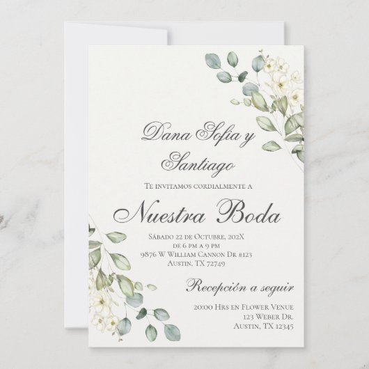 Groen Spaans Bruiloft Kaart (Voorkant)