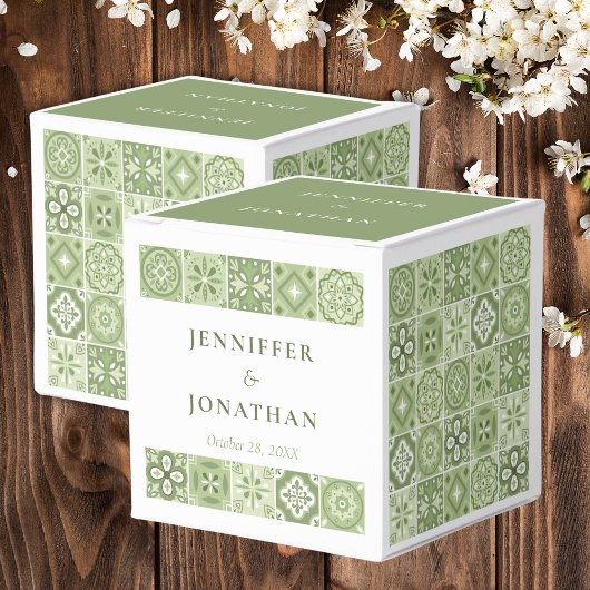 Groen Spaans tegels Favor Box Bedankdoosjes