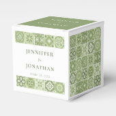 Groen Spaans tegels Favor Box Bedankdoosjes (Voorkant Zijde)